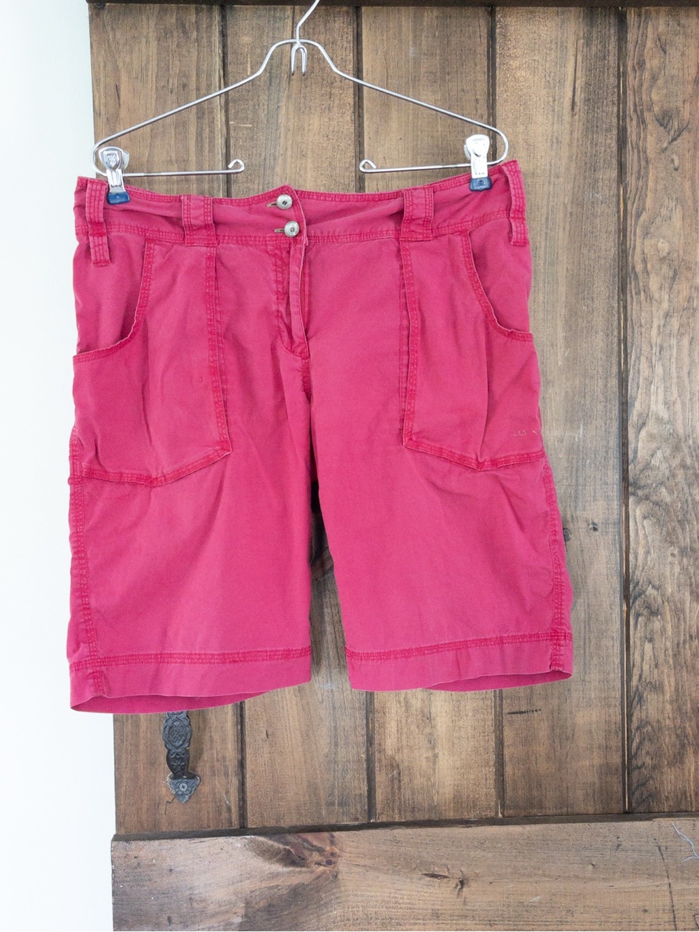 Lole Pink Red Utility Cotton Bermuda Shorts 10 Sporty Chic Gorpcore Outdoor